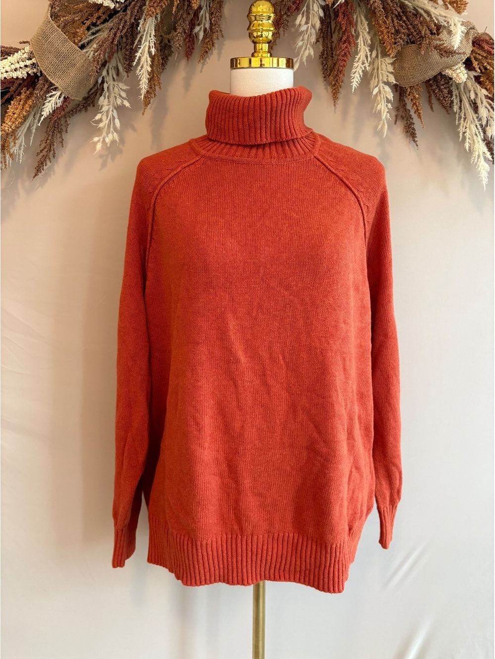 89th + Madison Women's 2X Molten Heather Orange Turtleneck Sweater